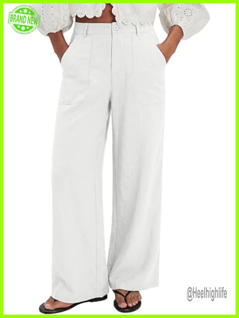 High Waist Wide Leg Palazzo Pants Linen Blend Casual Trousers